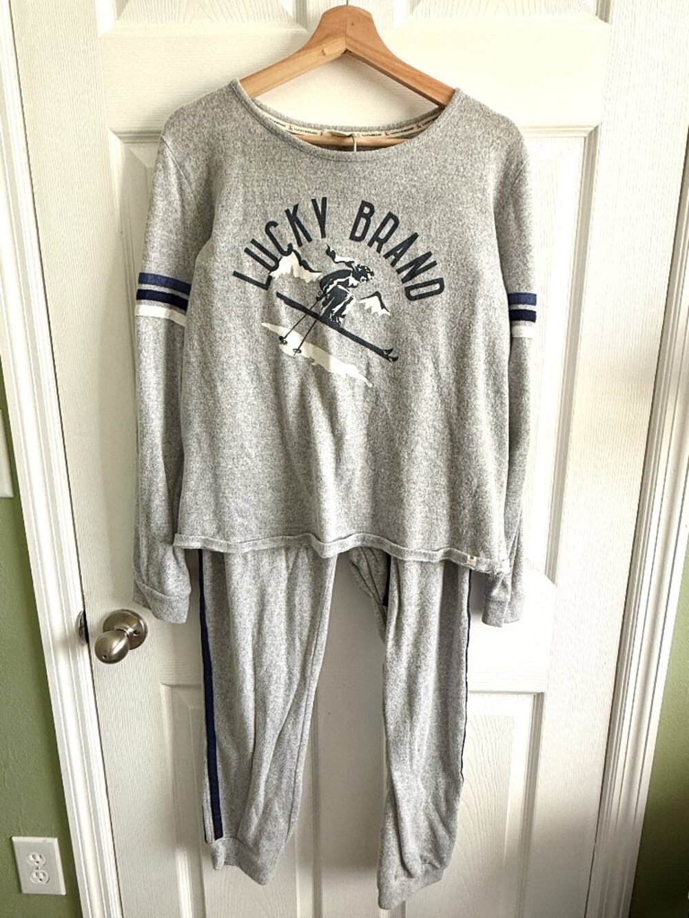 Lucky Brand Ski Slope Long Sleeve Pullover Sleep Set Large Winter Fall Cozy